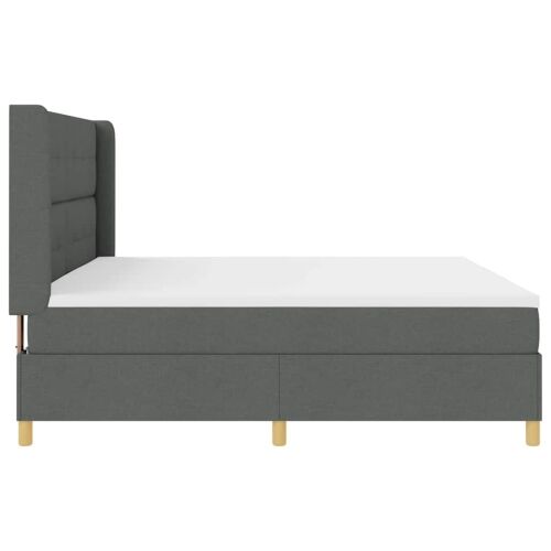 Box spring krevet Tamno siva 200 x 200 cm tkanina - Tamno siva 200 x 200 cm Prošiveno gumbima Cijena