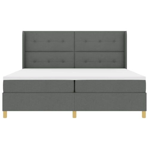 Box spring krevet Tamno siva 200 x 200 cm tkanina - Tamno siva 200 x 200 cm Prošiveno gumbima Cijena