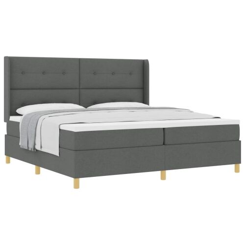 Box spring krevet Tamno siva 200 x 200 cm tkanina - Tamno siva 200 x 200 cm Prošiveno gumbima Cijena
