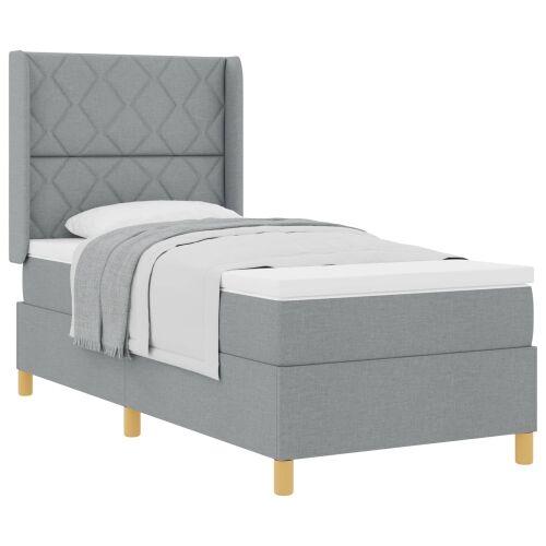 Box spring krevet Svijetlo siva 90 x 190 cm tkanina - Svjetlosiva 90 x 190 cm Dizajn s rombovima Cijena