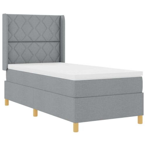 Box spring krevet Svijetlo siva 90 x 190 cm tkanina - Svjetlosiva 90 x 190 cm Dizajn s rombovima Cijena