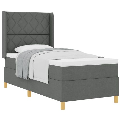 Box spring krevet Tamno siva 90 x 190 cm tkanina - Tamno siva 90 x 190 cm Dizajn s rombovima Cijena