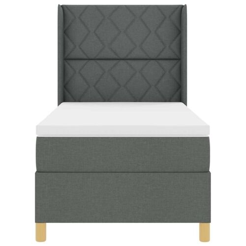 Box spring krevet Tamno siva 90 x 190 cm tkanina - Tamno siva 90 x 190 cm Dizajn s rombovima Cijena