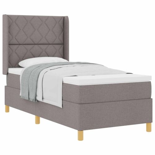 Box spring krevet Sivo-smeđa 90 x 190 cm tkanina - Sivo-smeđa 90 x 190 cm Dizajn s rombovima Cijena