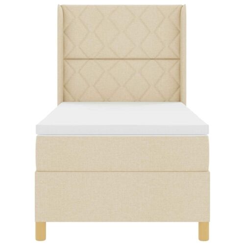 Box spring krevet s uzglavljem Krema 90 x 190 cm tkanina - Krema 90 x 190 cm Dizajn s rombovima Cijena