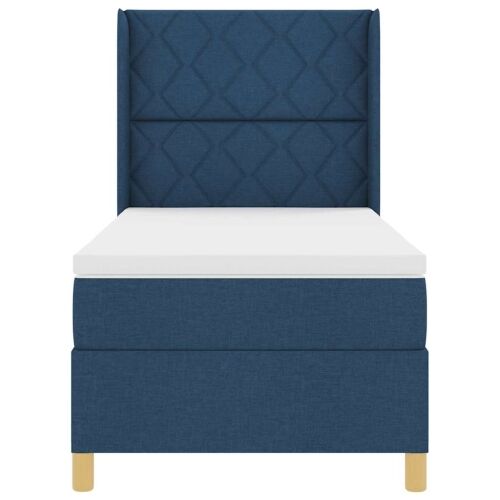 Box spring krevet s uzglavljem Plava 90 x 190 cm tkanina - Plava 90 x 190 cm Dizajn s rombovima Cijena