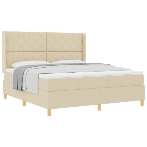 Box spring krevet s uzglavljem Krema 180 x 200 cm tkanina - Krema 180 x 200 cm Dizajn s rombovima Cijena