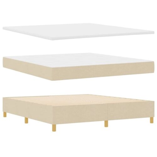 Box spring krevet s uzglavljem Krema 180 x 200 cm tkanina - Krema 180 x 200 cm Dizajn s rombovima Cijena