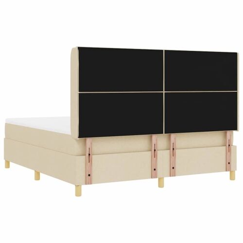 Box spring krevet s uzglavljem Krema 180 x 200 cm tkanina - Krema 180 x 200 cm Dizajn s rombovima Cijena