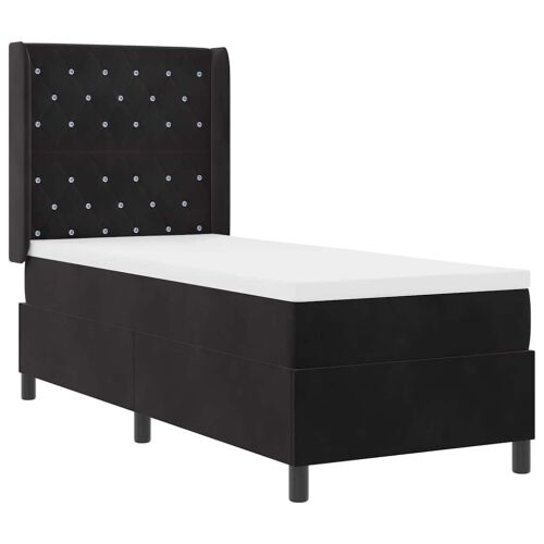 Box spring krevet s madracem Crna 80 x 200 cm Baršun - Crna 80 x 200 cm Kristal s dugmadima Cijena