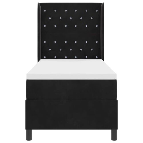 Box spring krevet s madracem Crna 80 x 200 cm Baršun - Crna 80 x 200 cm Kristal s dugmadima Cijena