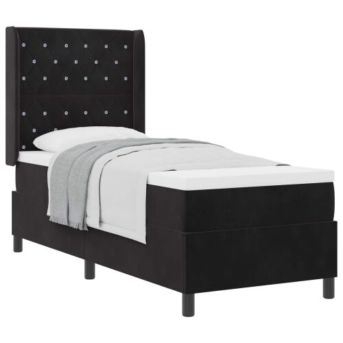 Box spring krevet s madracem Crna 80 x 200 cm Baršun - Crna 80 x 200 cm Kristal s dugmadima Cijena