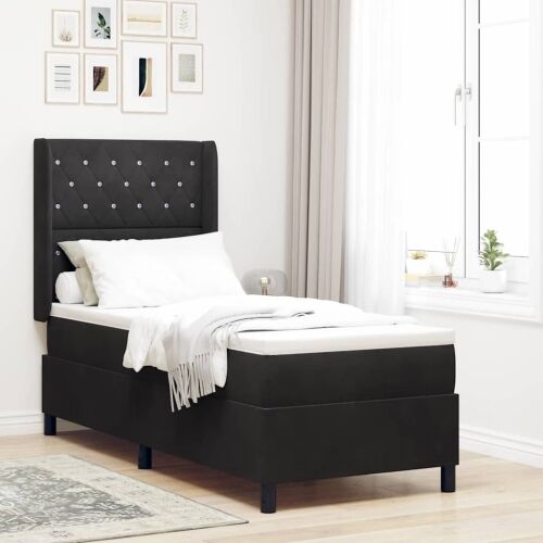 Box spring krevet s madracem Crna 80 x 200 cm Baršun - Crna 80 x 200 cm Kristal s dugmadima Cijena