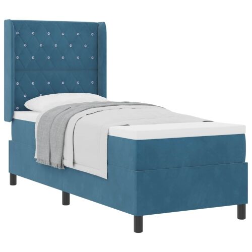 Box spring krevet s madracem Plava 80 x 200 cm Baršun - Tamno plava 80 x 200 cm Kristal s dugmadima Cijena