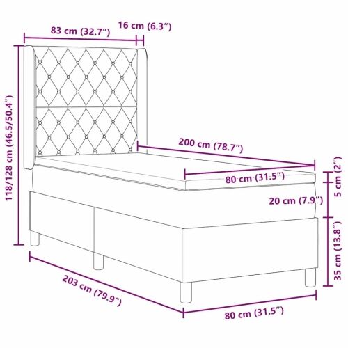 Box spring krevet s madracem Ružičasta 80 x 200 cm Baršun - Ružičasta 80 x 200 cm Kristal s dugmadima Cijena