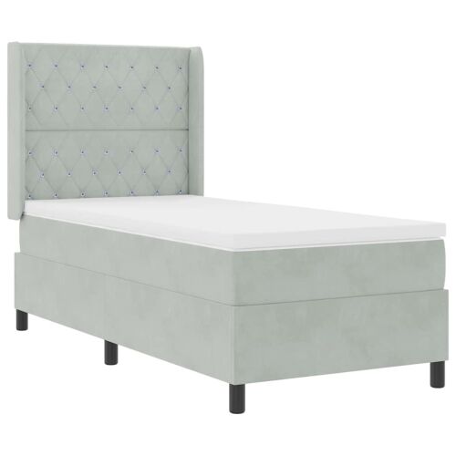 Box spring krevet Svijetlo siva 90 x 200 cm Baršun - Svjetlosiva 90 x 200 cm Kristal s dugmadima Cijena