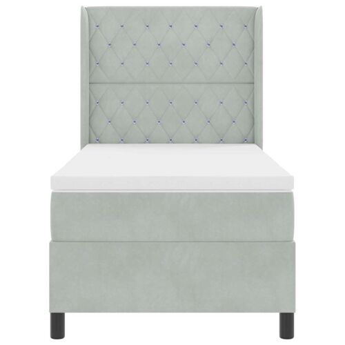 Box spring krevet Svijetlo siva 90 x 200 cm Baršun - Svjetlosiva 90 x 200 cm Kristal s dugmadima Cijena