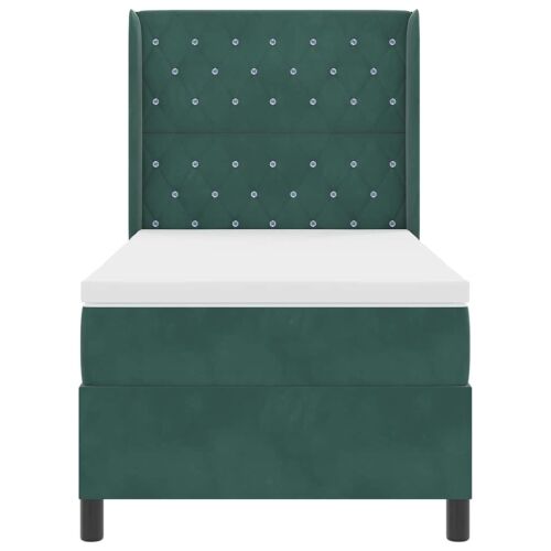 Box spring krevet Tamnozelena 90 x 200 cm Baršun - Tamnozelena 90 x 200 cm Kristal s dugmadima Cijena