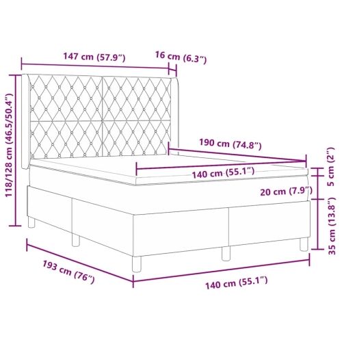 Box spring krevet Tamnozelena 140 x 190 cm Baršun - Tamnozelena 140 x 190 cm Kristal s dugmadima Cijena