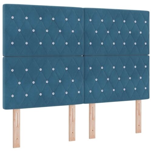 Box spring krevet s madracem Plava 140 x 190 cm Baršun - Tamno plava 140 x 190 cm Kristal s dugmadima Cijena