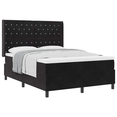 Box spring krevet s madracem Crna 160 x 200 cm Baršun - Crna 160 x 200 cm Kristal s dugmadima Cijena