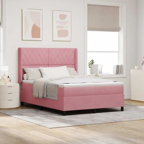 Box spring krevet s madracem Ružičasta 160 x 200 cm Baršun - Ružičasta 160 x 200 cm Kristal s dugmadima Cijena