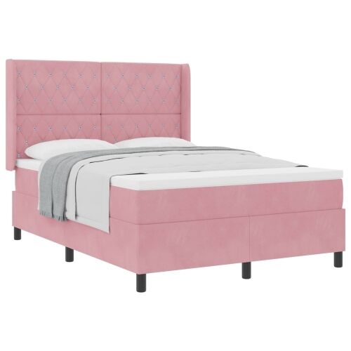 Box spring krevet s madracem Ružičasta 160 x 200 cm Baršun - Ružičasta 160 x 200 cm Kristal s dugmadima Cijena