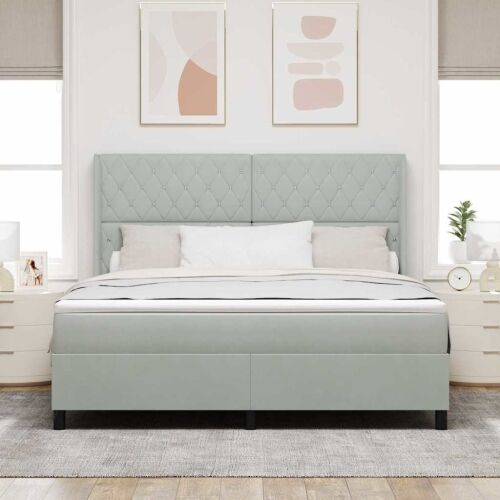 Box spring krevet Svijetlo siva 180 x 200 cm Baršun - Svjetlosiva 180 x 200 cm Kristal s dugmadima Cijena