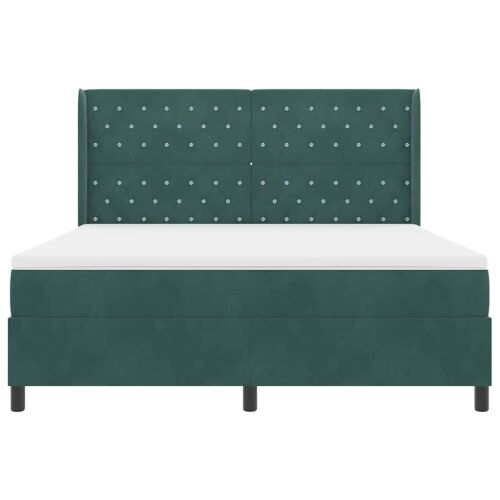 Box spring krevet Tamnozelena 180 x 200 cm Baršun - Tamnozelena 180 x 200 cm Kristal s dugmadima Cijena