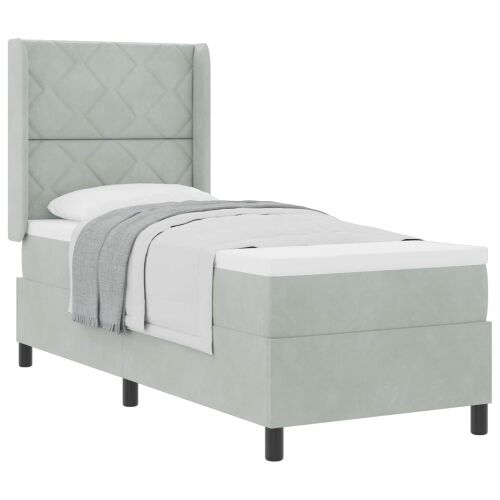 Box spring krevet Svijetlo siva 80 x 200 cm Baršun - Svjetlosiva 80 x 200 cm Dizajn s rombovima Cijena