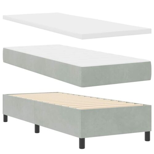 Box spring krevet Svijetlo siva 80 x 200 cm Baršun - Svjetlosiva 80 x 200 cm Dizajn s rombovima Cijena