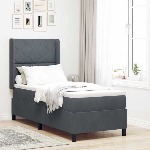 Box spring krevet Tamno siva 80 x 200 cm Baršun - Tamnosiva 80 x 200 cm Dizajn s rombovima Cijena