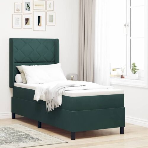 Box spring krevet Tamnozelena 80 x 200 cm Baršun - Tamnozelena 80 x 200 cm Dizajn s rombovima Cijena