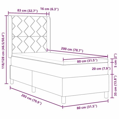 Box spring krevet Tamnozelena 80 x 200 cm Baršun - Tamnozelena 80 x 200 cm Dizajn s rombovima Cijena
