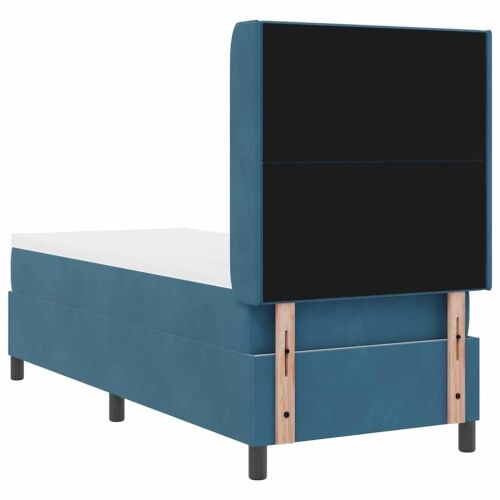 Box spring krevet s uzglavljem Plava 80 x 200 cm Baršun - Tamno plava 80 x 200 cm Dizajn s rombovima Cijena