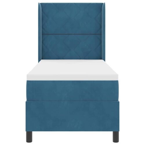 Box spring krevet s uzglavljem Plava 80 x 200 cm Baršun - Tamno plava 80 x 200 cm Dizajn s rombovima Cijena