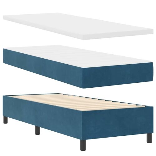 Box spring krevet s uzglavljem Plava 80 x 200 cm Baršun - Tamno plava 80 x 200 cm Dizajn s rombovima Cijena