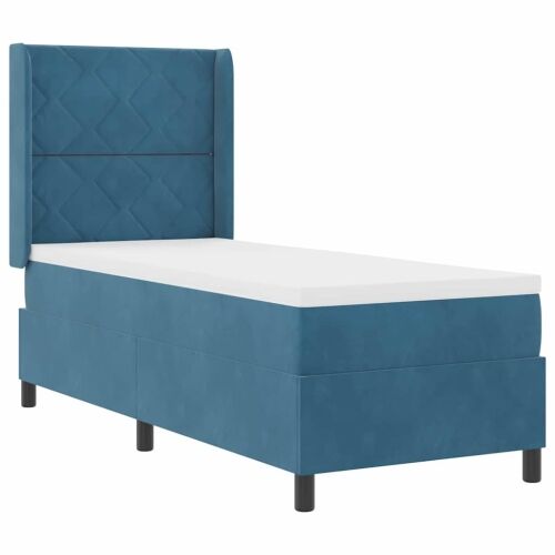 Box spring krevet s uzglavljem Plava 80 x 200 cm Baršun - Tamno plava 80 x 200 cm Dizajn s rombovima Cijena