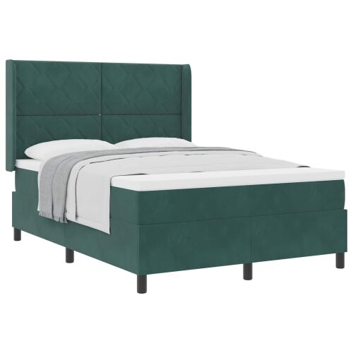 Box spring krevet Tamnozelena 140 x 190 cm Baršun - Tamnozelena 140 x 190 cm Dizajn s rombovima Cijena