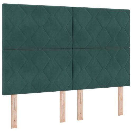 Box spring krevet Tamnozelena 140 x 190 cm Baršun - Tamnozelena 140 x 190 cm Dizajn s rombovima Cijena