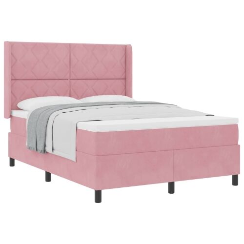 Box spring krevet Ružičasta 140 x 190 cm Baršun - Ružičasta 140 x 190 cm Dizajn s rombovima Cijena