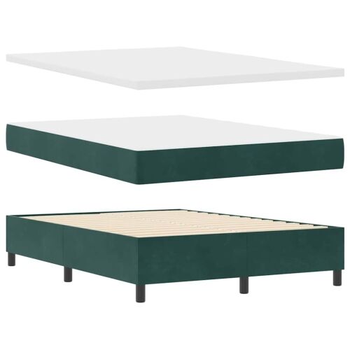 Box spring krevet Tamnozelena 140 x 200 cm Baršun - Tamnozelena 140 x 200 cm Dizajn s rombovima Cijena