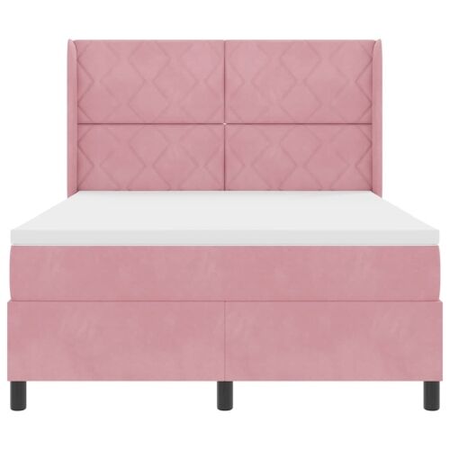 Box spring krevet Ružičasta 140 x 200 cm Baršun - Ružičasta 140 x 200 cm Dizajn s rombovima Cijena