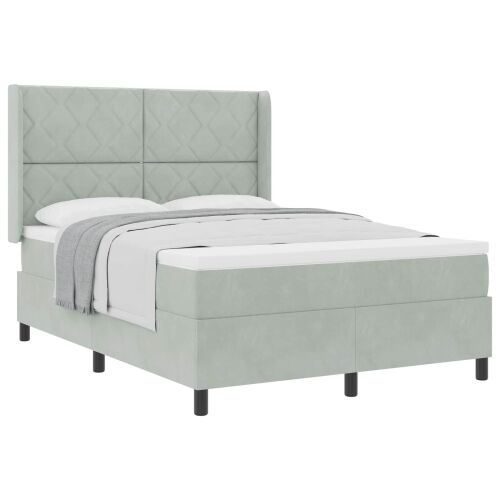 Box spring krevet Svijetlo siva 160 x 200 cm Baršun - Svjetlosiva 160 x 200 cm Dizajn s rombovima Cijena