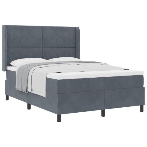 Box spring krevet Tamno siva 160 x 200 cm Baršun - Tamno siva 160 x 200 cm Dizajn s rombovima Cijena