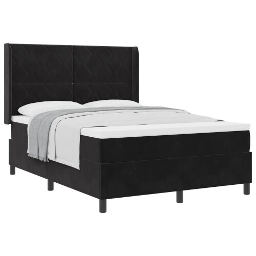 Box spring krevet s uzglavljem Crna 160 x 200 cm Baršun - Crna 160 x 200 cm Dizajn s rombovima Cijena