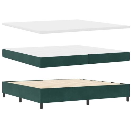 Box spring krevet Tamnozelena 200 x 200 cm Baršun - Tamnozelena 200 x 200 cm Dizajn s rombovima Cijena