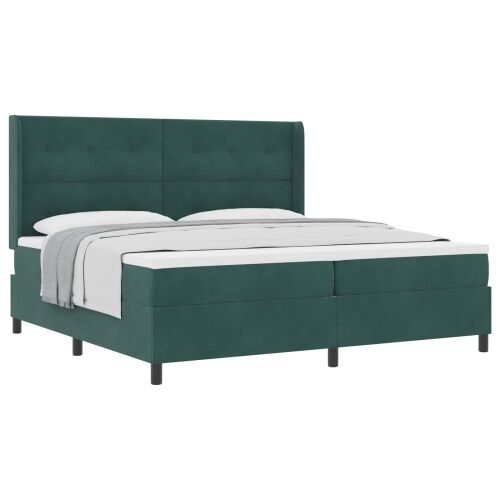 Box spring krevet Tamnozelena 200 x 200 cm Baršun - Tamnozelena 200 x 200 cm Dizajn s rombovima Cijena