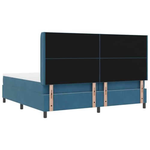 Box spring krevet s uzglavljem Plava 200 x 200 cm Baršun - Tamno plava 200 x 200 cm Dizajn s rombovima Cijena
