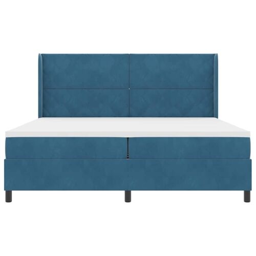 Box spring krevet s uzglavljem Plava 200 x 200 cm Baršun - Tamno plava 200 x 200 cm Dizajn s rombovima Cijena